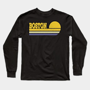 Boston Vintage Sunset Stripes Retro 70's Long Sleeve T-Shirt